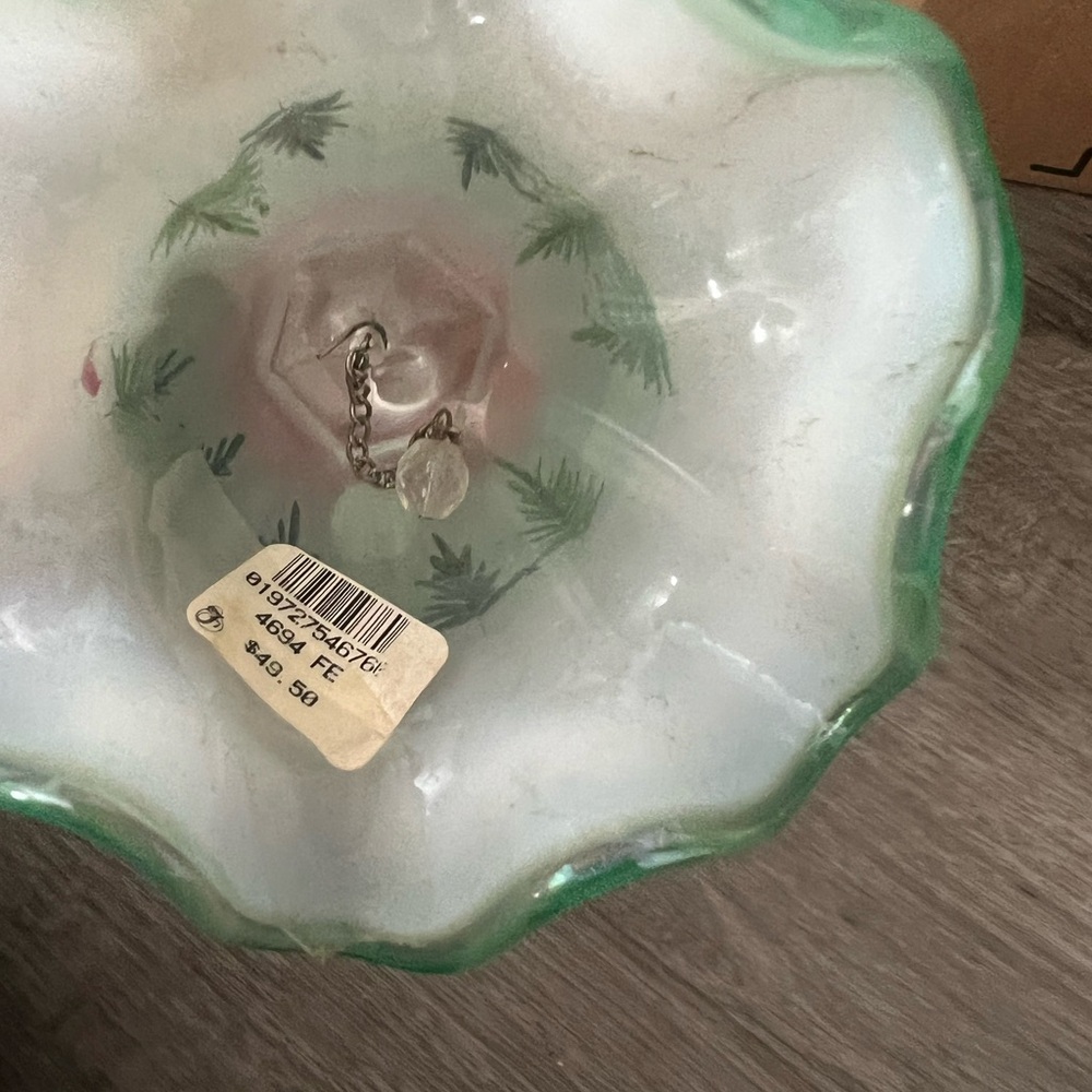 Fenton Glass Bell with Green Fern Design - Picture 9 of 16